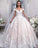 Light Pink Off the Shoulder Ball Gown Tulle Wedding Dress with Appliques, Bridal Dress N2378