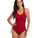 Women's Summer Solid Color Swimwear Front Cross Drawstring Tummy Control One Piece Swimsuit GM2113