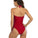 Women's Summer Solid Color Swimwear Front Cross Drawstring Tummy Control One Piece Swimsuit GM2113