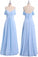 Light Sky Blue Off Shoulder Spaghetti Strap Chiffon Dresses, Floor Length Formal Dress N2057