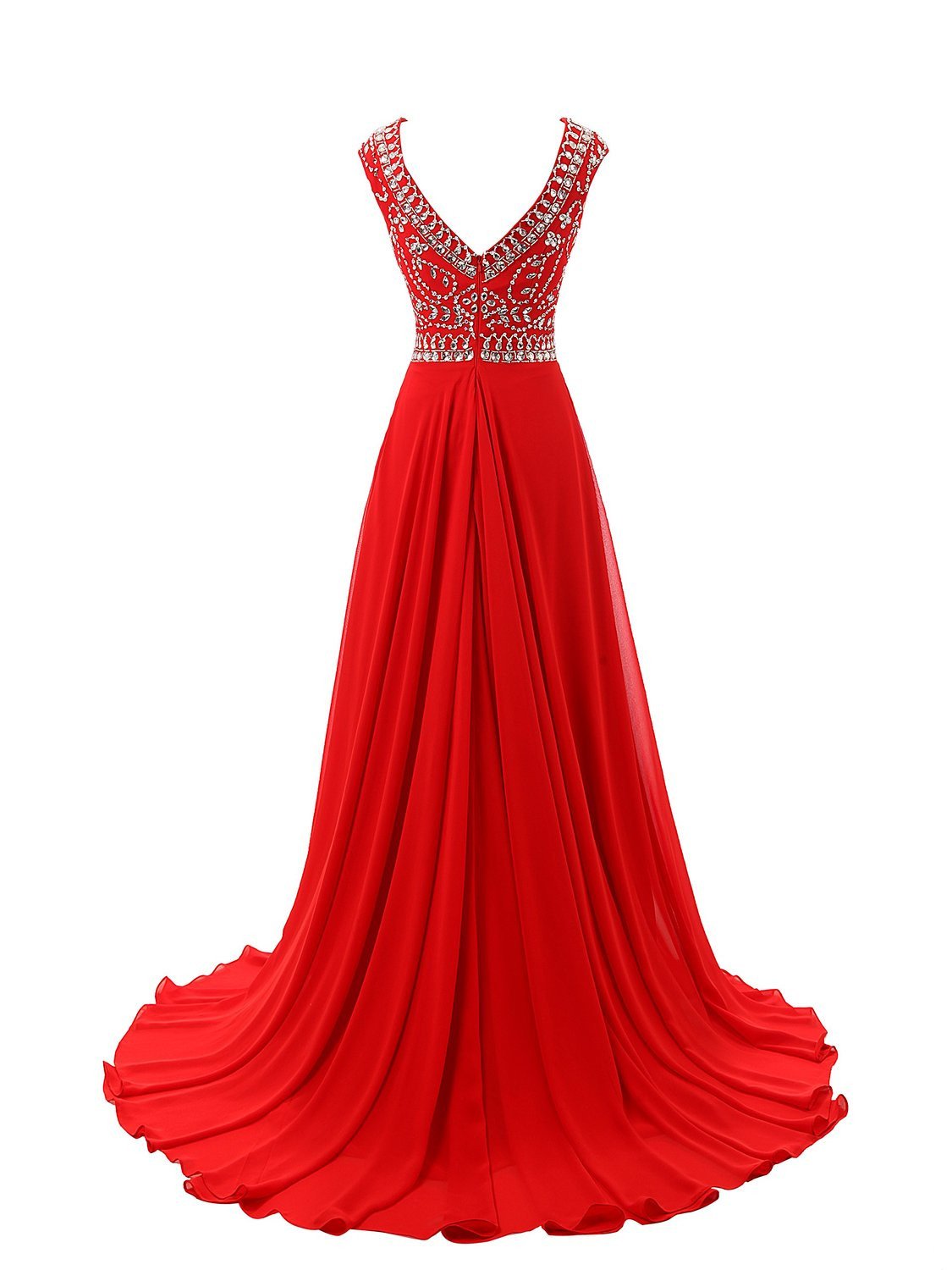Charming Red Long Chiffon Prom Dress Evening Dress SD04