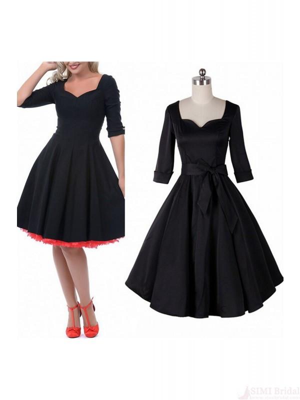 Plus Size Vintage Flounced 3/4 Sleeve Women Dress SD20
