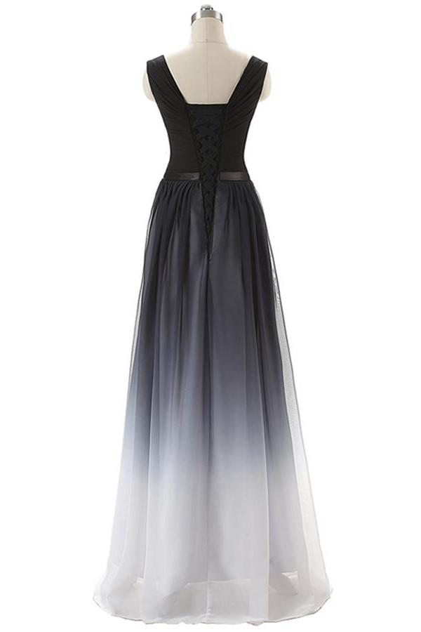 Real Beauty Gradient Chiffon Back Up Lace Prom Dresses SM6