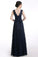 V-neck Lace Straps Navy Blue Long Prom Dress SD23