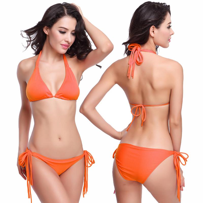 Hot Model Long Halters Fully lined Removable Women swimwear