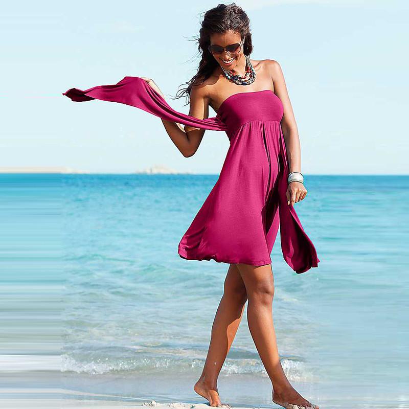 Removable Padding Convertible Plus size Women Beach dress