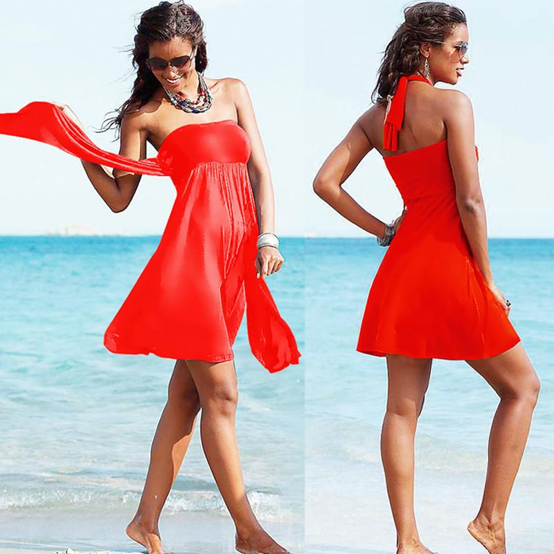 Removable Padding Convertible Plus size Women Beach dress