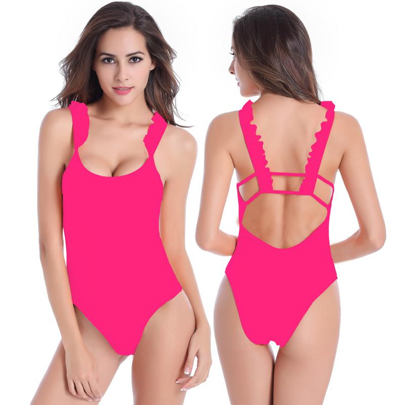 Ruffled Double shoulders One Piece Plus size swimsuit