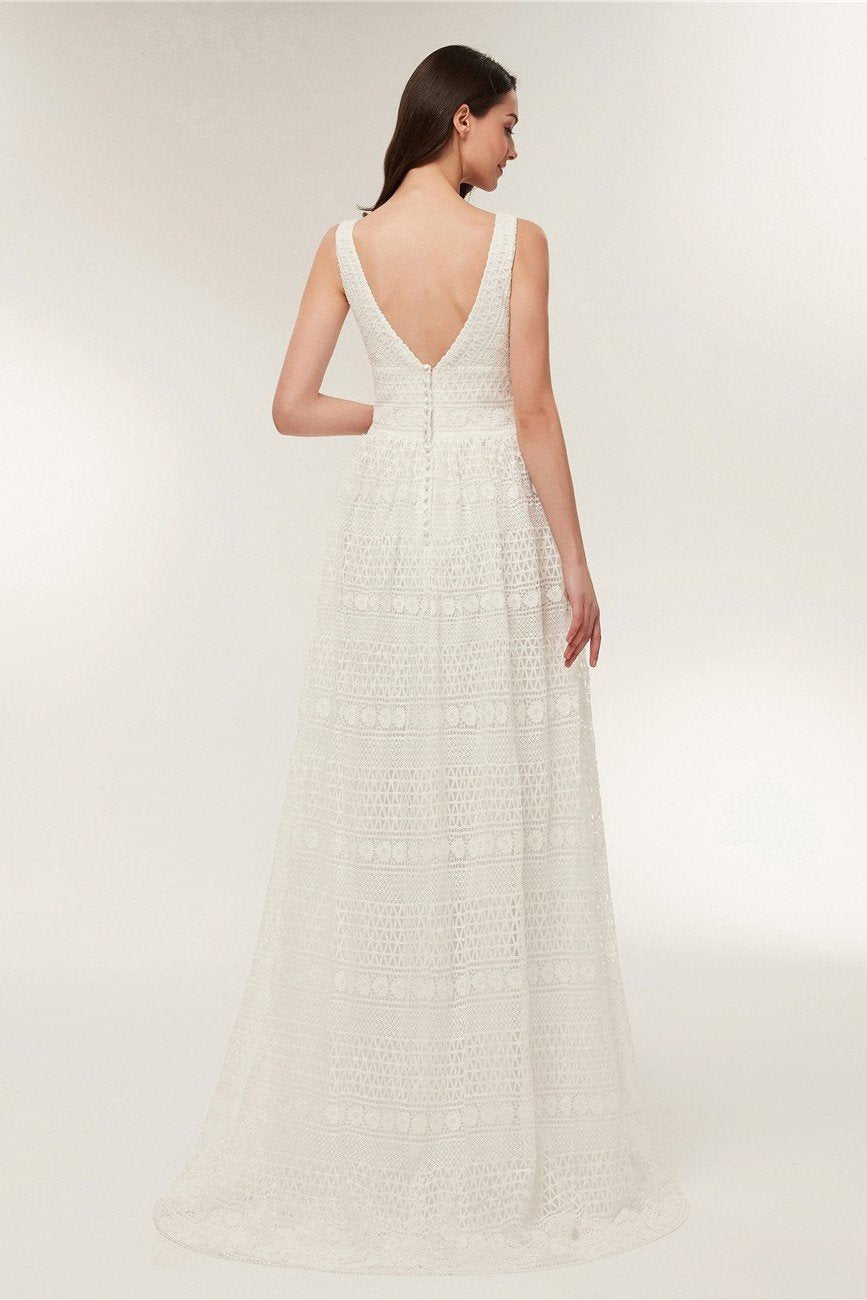Elegant Long A-line Simple Style Bridal Dress Charming Beach Wedding Dresses B0009