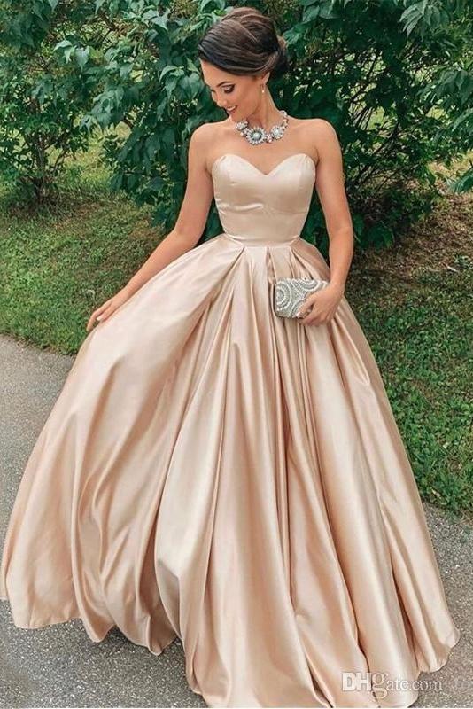 Chic Sweetheart Simple Long A-line Prom Dresses Modest Women Dress Y0038