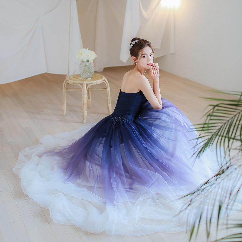 Beautiful Sweetheart Lace Up Back Long Ombre Tulle Princess Dresses Prom Dress Y0054