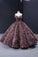 Modest Off The Shoulder Floor Length Ball Gown Sequin Shiny Prom Dresses Y0057