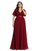 Simple V-neck Burgundy Long A-line Chiffon Long Plus Sizes Prom Dresses Y0066