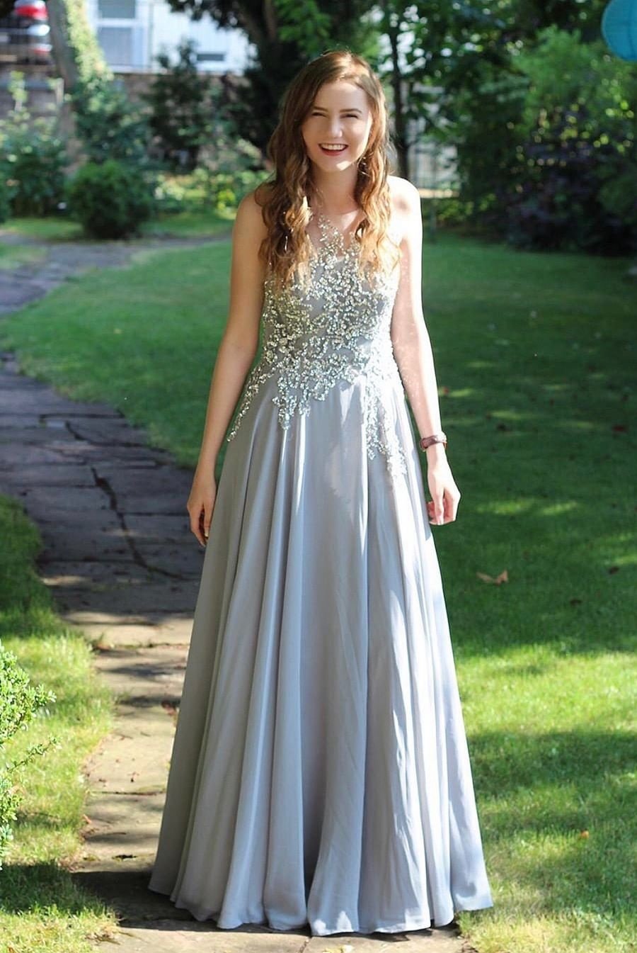 Cute A-line Floor Length Beading Prom Dresses For Teens Party Dresses Y0091