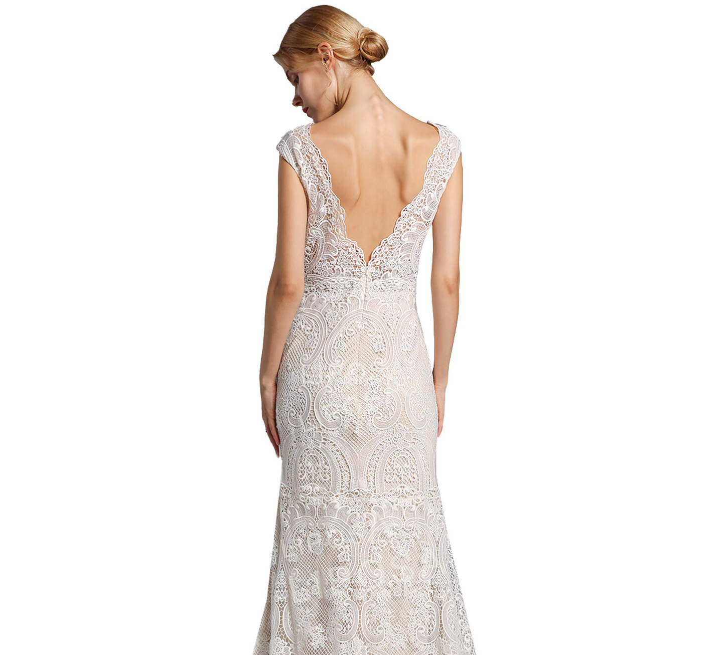 Chic Sheath Long Zipper Back Lace Wedding Dresses Bridal Dress For Women Y0132