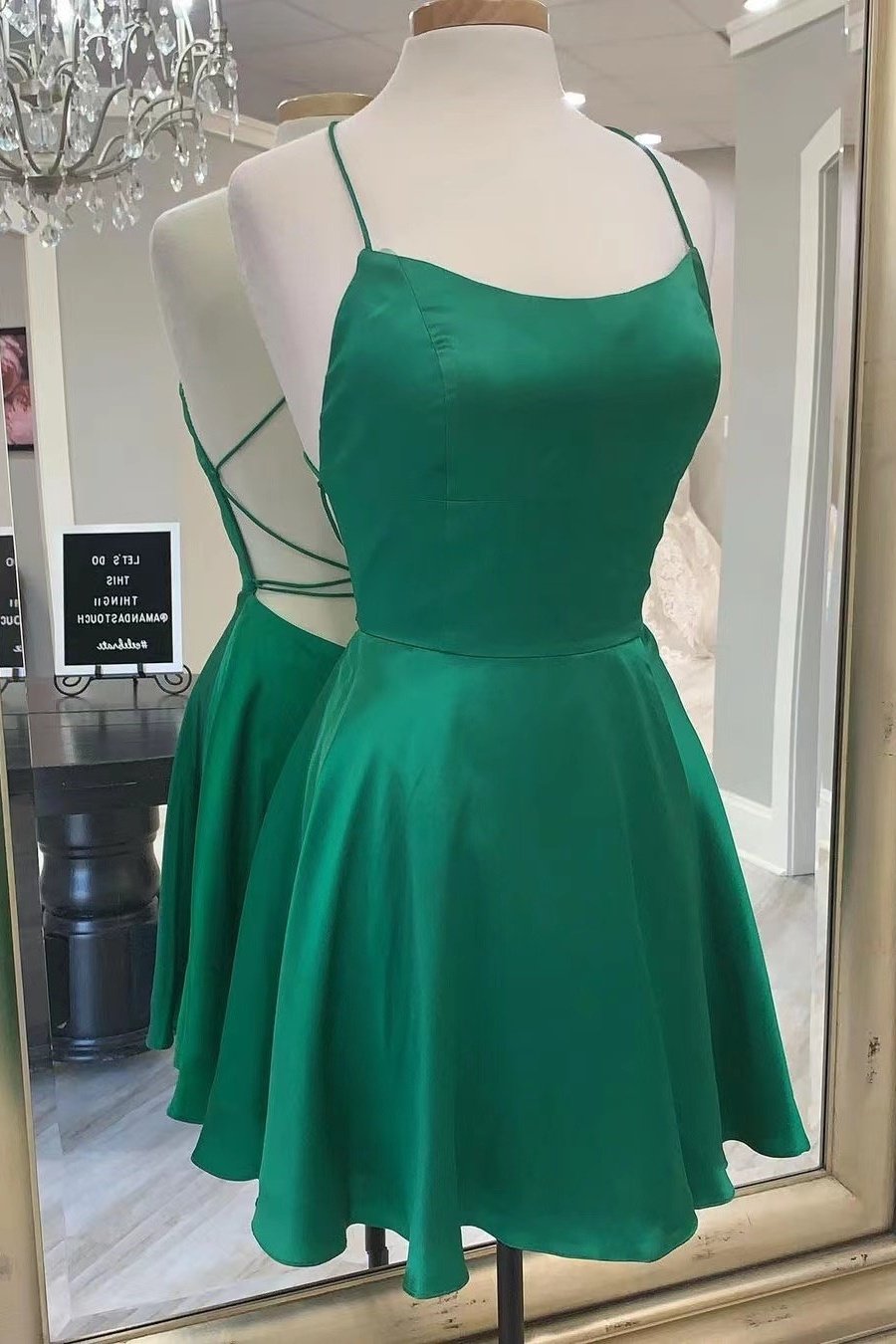 Simple Style Short Green Backless Homecoming Dresses Casual Dress Y0186