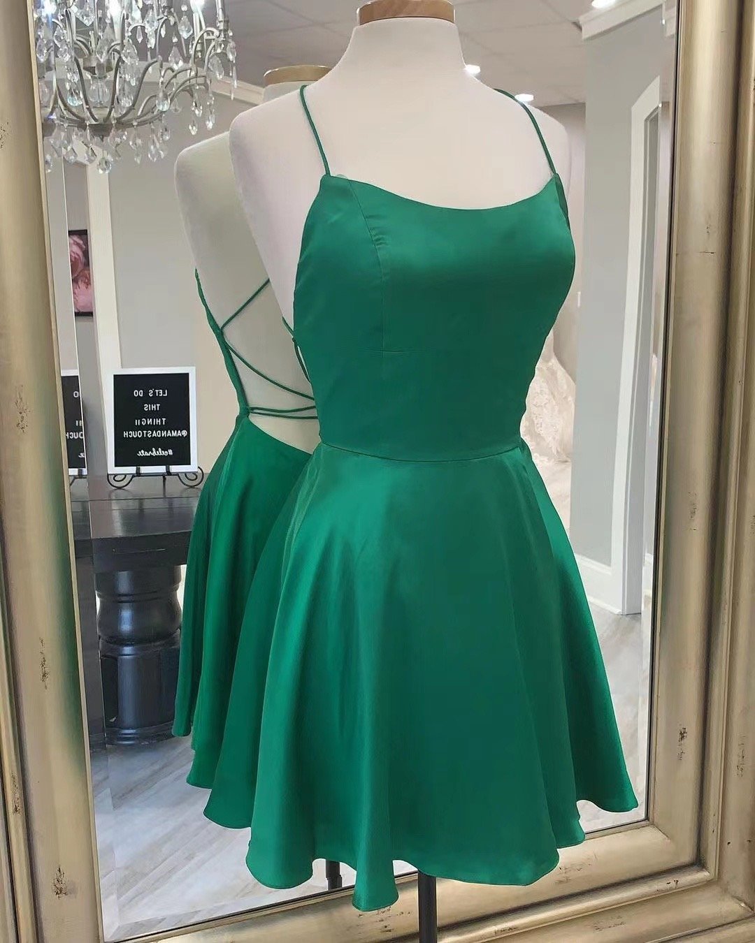 Simple Style Short Green Backless Homecoming Dresses Casual Dress Y0186