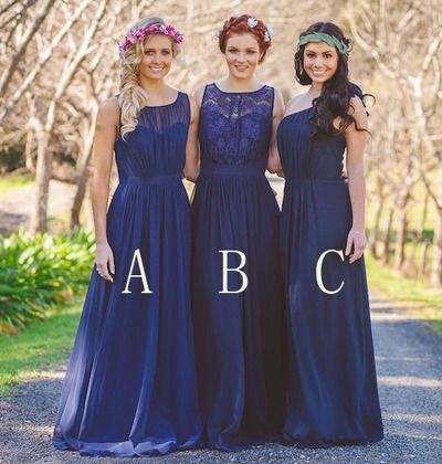 2024 Cheap A Line Chiffon Royal Blue Long Bridesmaid Dresses / Gowns