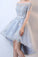A Line Off the Shoulder Applique High Low Tulle Homecoming Dress, Graduation Dress N1949