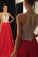 Red Beaded Long Chiffon Prom Dress,Luxury Long Homecoming Dress,Prom Dress Plus Size  N69