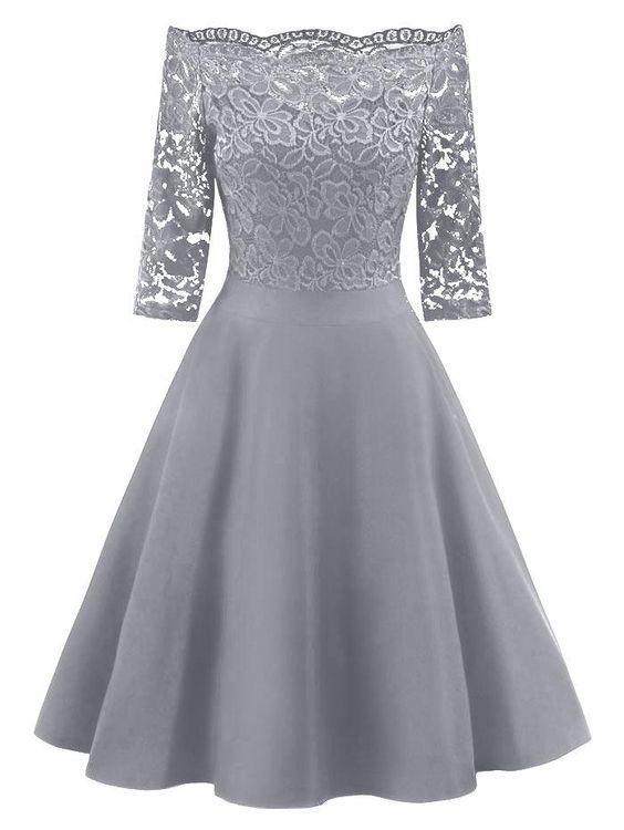 Gray Off The Shoulder Homecoming Dress CD10210