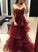 Burgundy sweetheart neck long prom dress, evening dress CD1024