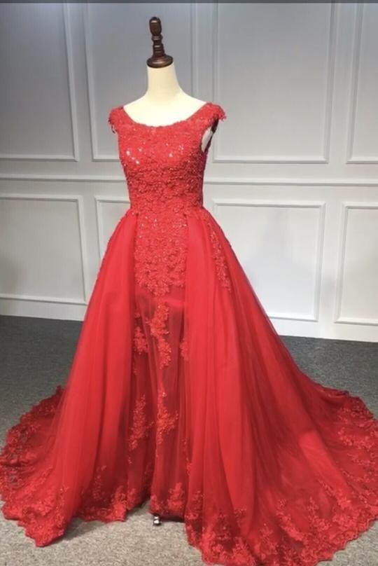 Red crystals beaded prom dress 2024 CD10321