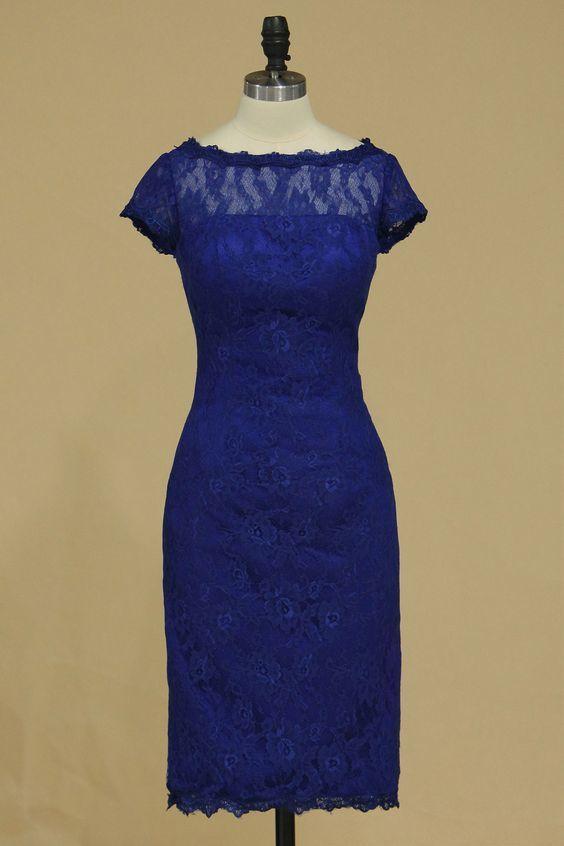 Royal Blue Mermaid Short Homecoming Dress With Lace CD10410