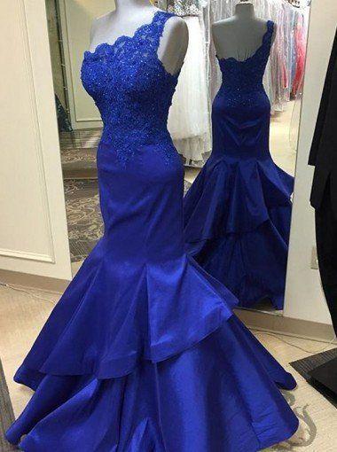 One Shoulder Lace Mermaid A-Line Prom Dresses CD10538