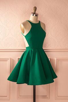 Backless Green Homecoming Dress With Pleats CD10623