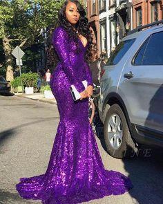 V-neck Neckline purple meramid Prom Dresses CD10689
