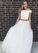 White tulle prom dress two pieces evening dress CD10785