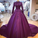purple lomg prom ball Dress Long Sleeve Muslim CD10903