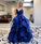 Blue v neck tulle prom gown formal dress CD11028