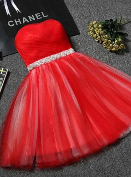 Sweetheart Neck Tulle With Crystal Homecoming Dress CD11066