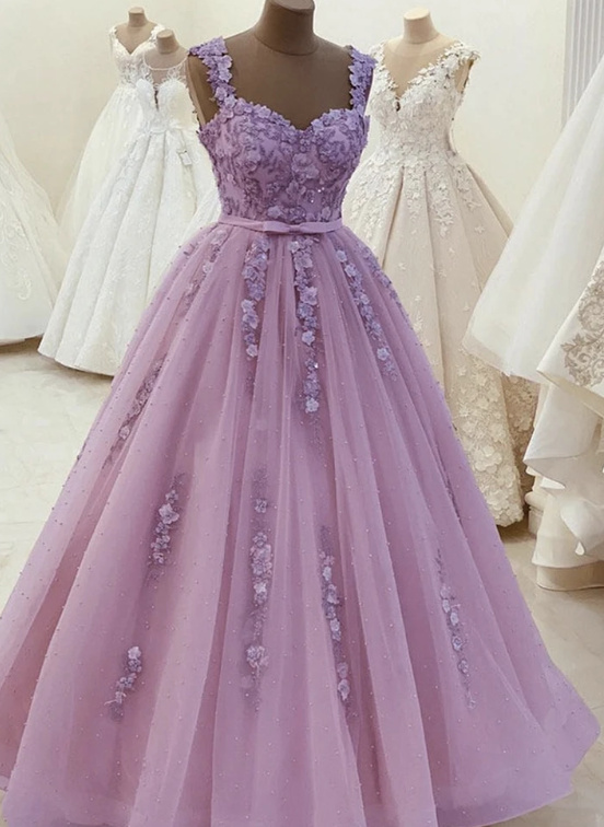 Elegant A line lace pearl long ball gown prom dress CD11076