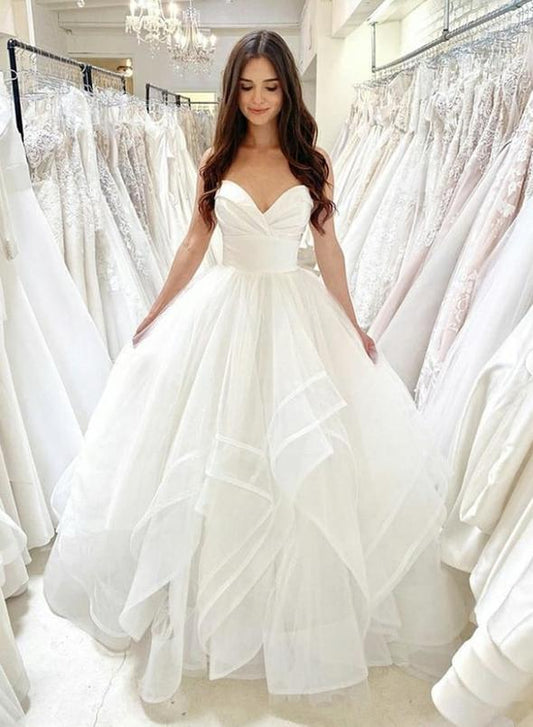 White tulle long ball gown dress formal dress long prom dress evening dress CD11203