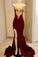 Gorgeous Burgandy Side Slit Floor Length Prom Dresses CD11679