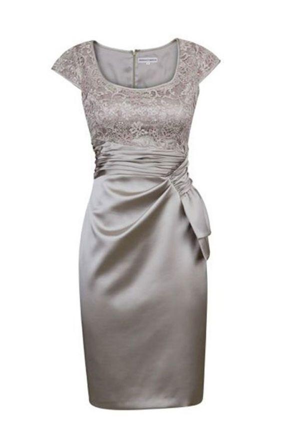 Elegant Short Silver Cap Sleeves Mother of the bride Dress homecoming dress CD11697