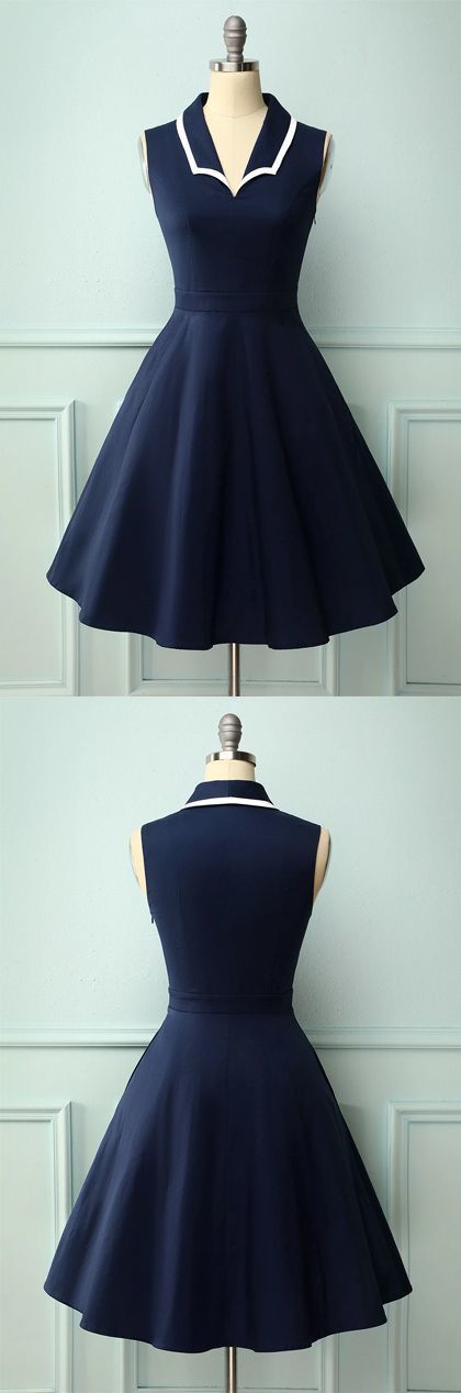 Navy Blue Vintage Style homecoming Dress CD11709