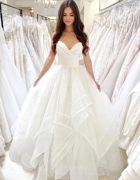 White tulle long ball gown dress wedding dress Prom Dress, Prom Dreses Long CD11725