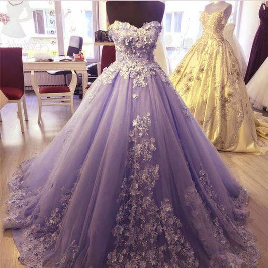 Elegant Lace Appliques Tulle Ball Gowns Quinceanera Dresses long prom dress CD11800