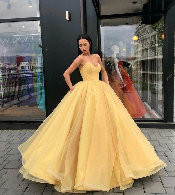 Yellow Ball Gown Prom Dress with Puffy Skirt CD1203
