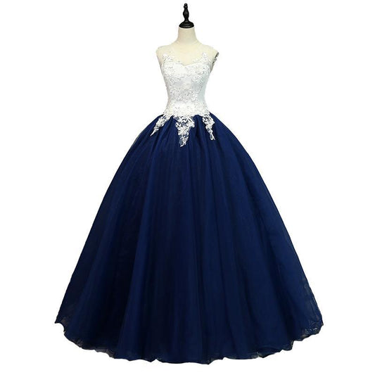Beautiful Navy Blue Ball Gown Sweet 16 Dresses, Blue Quinceanera prom Dress CD12089