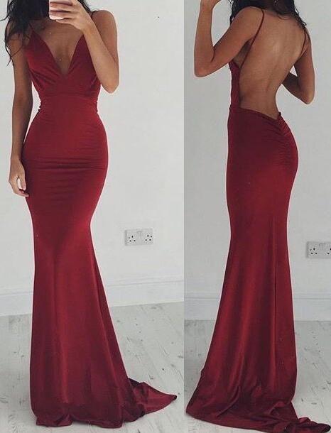 Sexy Prom Dress, Red Party Dress, Burgundy Prom Dress, Cheap Prom Dress, Mermaid Prom Dress CD12125