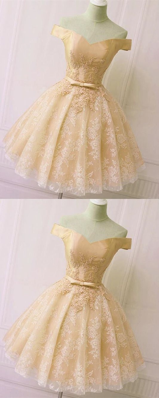 Sweet 16 Dress, Light Champagne Lace Homecoming Dress Short CD12133
