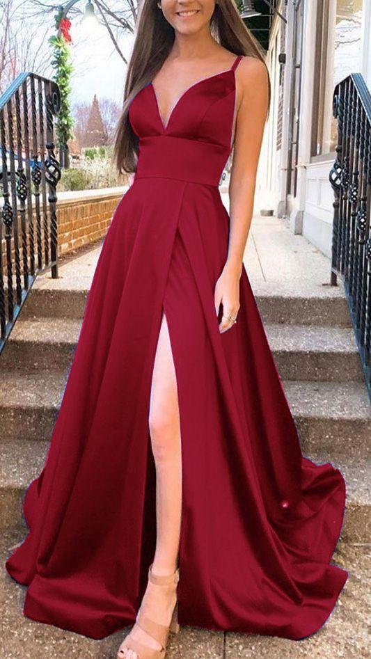 wine red long evening dress prom gown CD12895