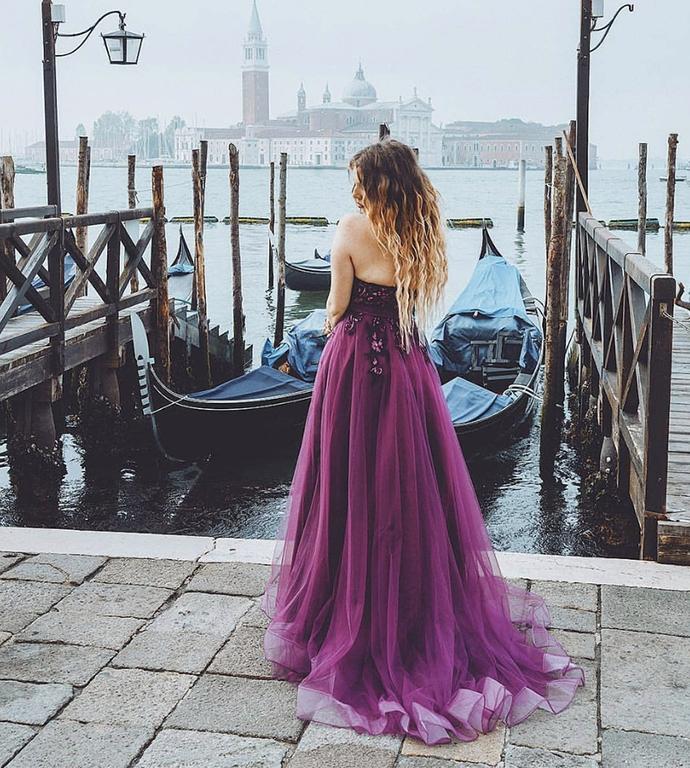 Purple lace sequins long prom dress evening dress CD13113