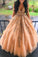 Gorgeous Gold Long Formal prom dress CD13156