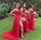 prom dresses sexy red long bridesmaid dresses with lace up back and slit CD13700